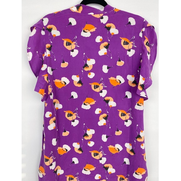 Equipment Lorainna 100% Silk Floral Printed Mini Dress, Dahlia Purple - Size L - Picture 8 of 12